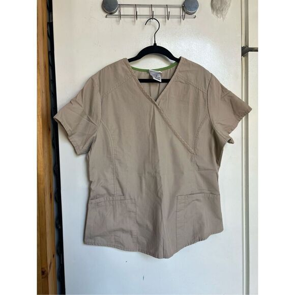Scrubstar Khaki Scrub Top Woman’s Size Medium - Picture 1 of 6